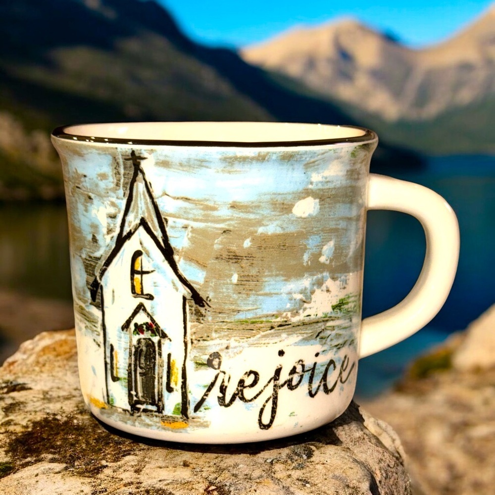 Project Studio Hand Painted “Rejoice” Abstract Church Mug